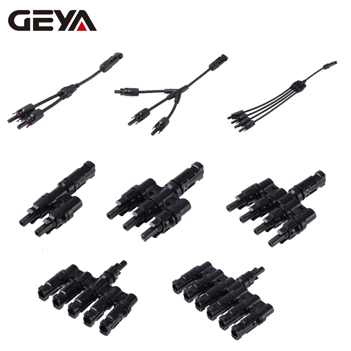 GEYA 1500V 50A 1 Paar Y/T-Typ Photovoltaik-Solar-PV-Steckverbinder 2 3 4 5 6-Wege-Verteilersteckverbinder für PV/MC-Kabelverbinder