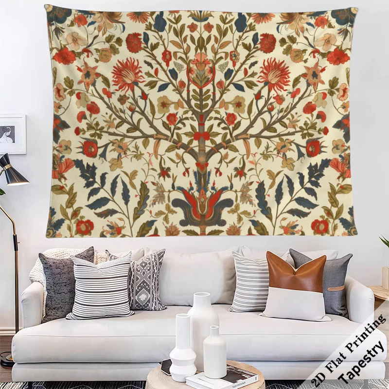 Elegant Floral Botanical Tapestry Wall Hanging Print Large Size 180x280cm Renaissance Vintage Decoration Decor