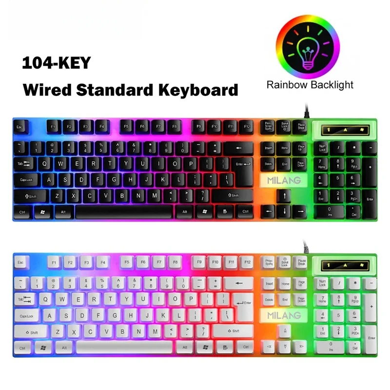 

NEW USB Wired Keyboard RGB Backlit Gaming Keyboard 104 Keys Standard Keyboard Membrane Keyboard For PC Laptop Windows IOS
