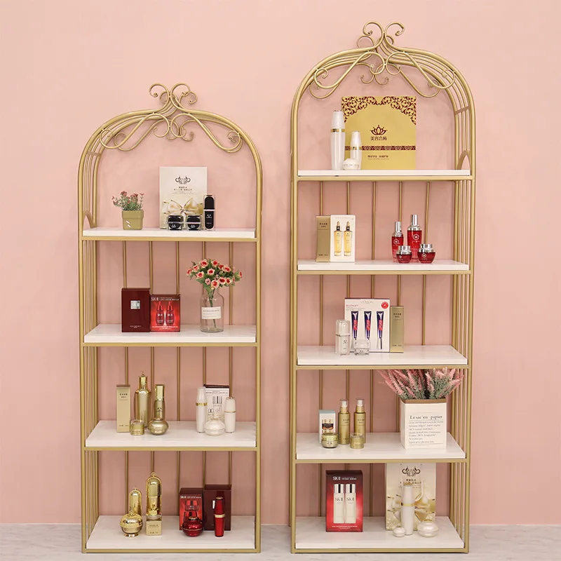 Beauty salon gold display rack beauty store wrought iron shelf multi-layer shelf