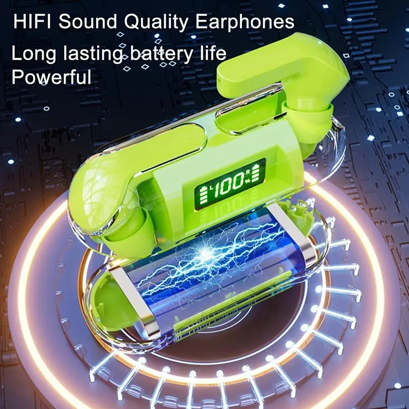 Headset Bluetooth transparente, Binaural sem fio LED Digital Display Stereo, In Ear Motion, longa vida, homens e mulheres