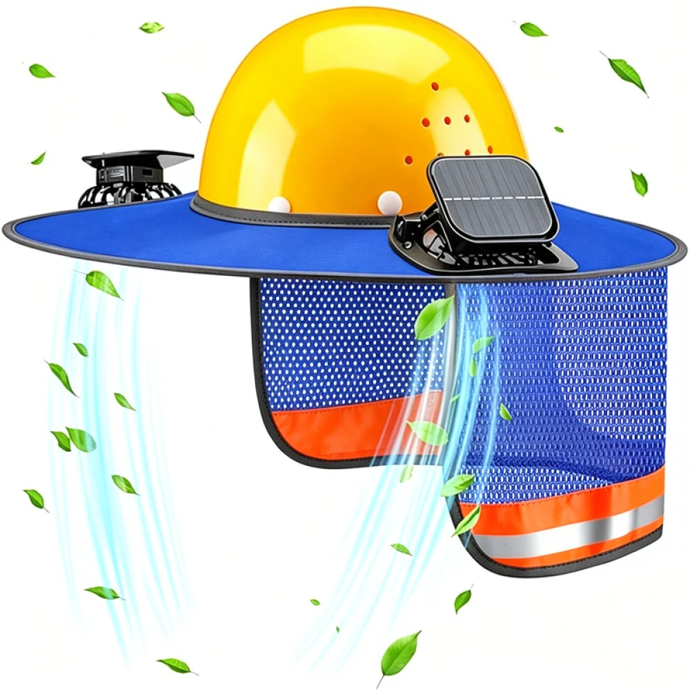 Hard Hat Solar Fan Sun Shade Brim Ventilation Cooling Visor For Summer Outdoor Work Safety Helmet Protection