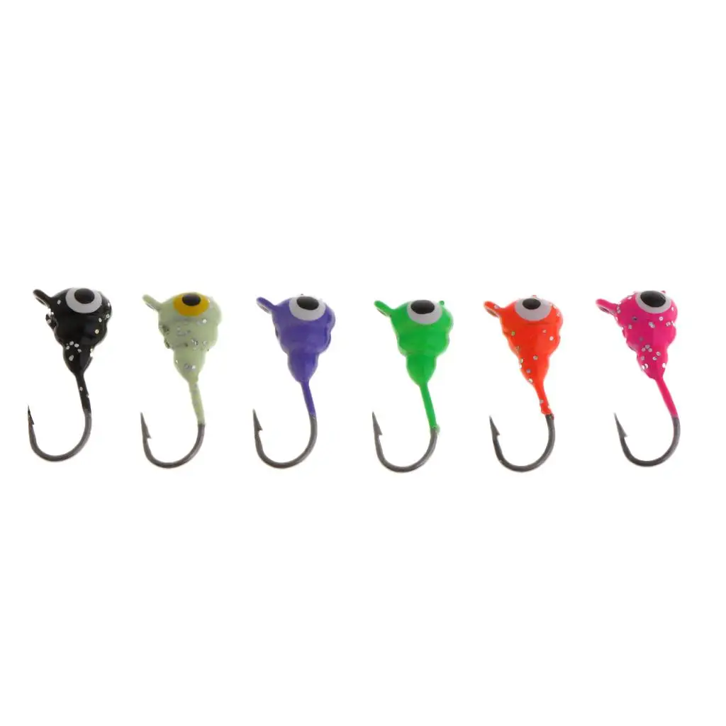 Mini Hard Metal Jig Heads Lure Set 6pcs for Walleye Pike Bass Trout Fishing Lures Box Pack