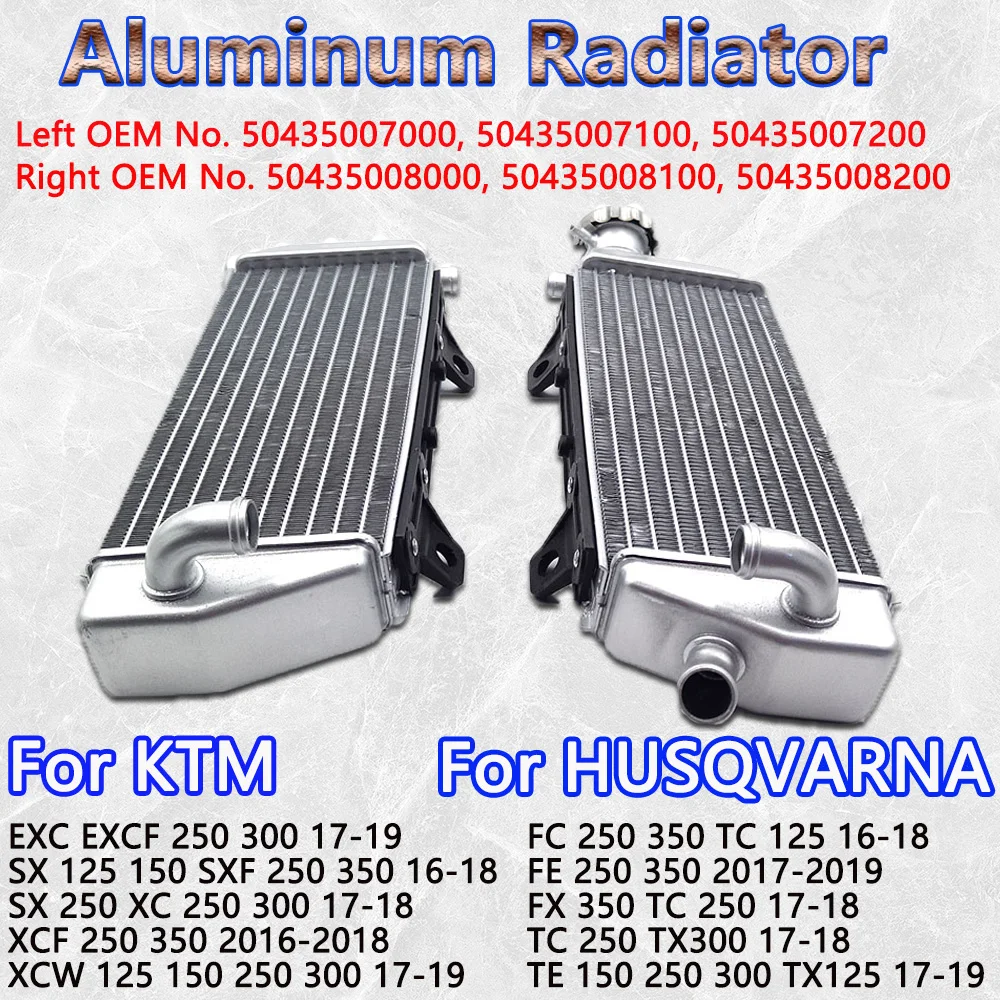 Motorcycle Radiator 2016-2019 For KTM EXC EXCF XC XCF 250 350 Aluminum Water Tank Cooling HUSQVARNA FC FE FX TE TC TX 125-300