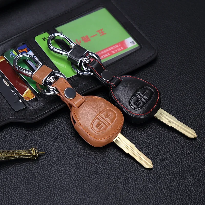 New design Genuine Leather cover wallet key remote case For Mitsubishi outlander ASX colt LANCER Grandis Pajero sport 2 buttons