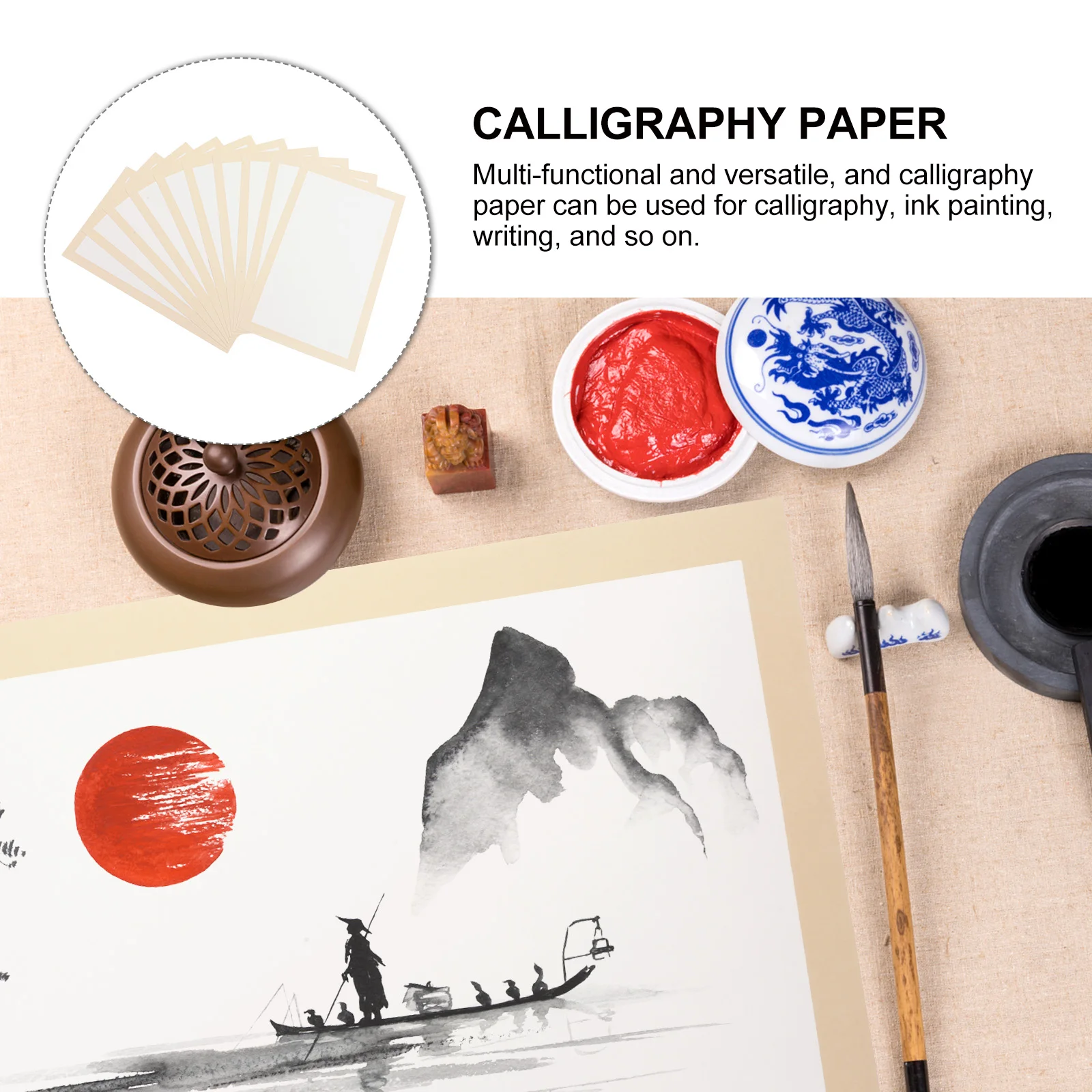 

Thick Rice Paper for Chinese Calligraphy Painting Writing Xuan Paper Stationery Lightweight Portable Practical Sheets