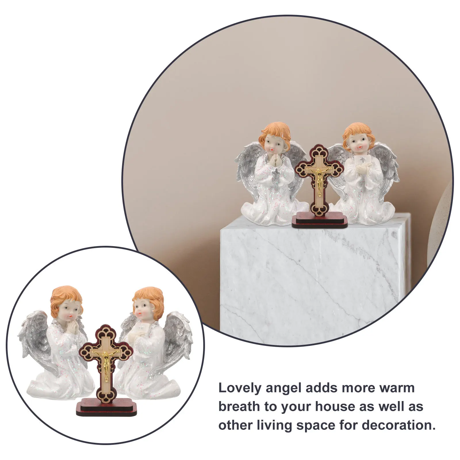 

1Set Lovely Resin Angel Statue Decor for Desktop Window Display Housewarming Gift Ideal for Living Space Bedroom Mantel Decor