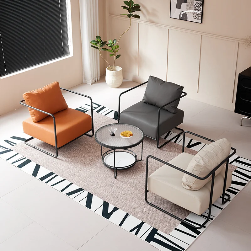 Custom Iron Art Sofa Chair Retro Industrial Style Light Luxury Simple Living Room Rest Area Sofa Designer Single Small Sofa