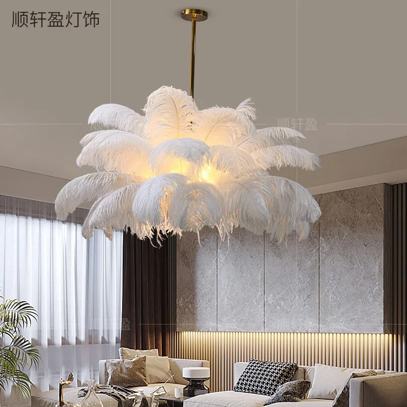 Feather Lamp Embedded Living Room Pendant Light Modern Minimalist Bedroom Lamp Feather Pendant Light Diameter 85cm