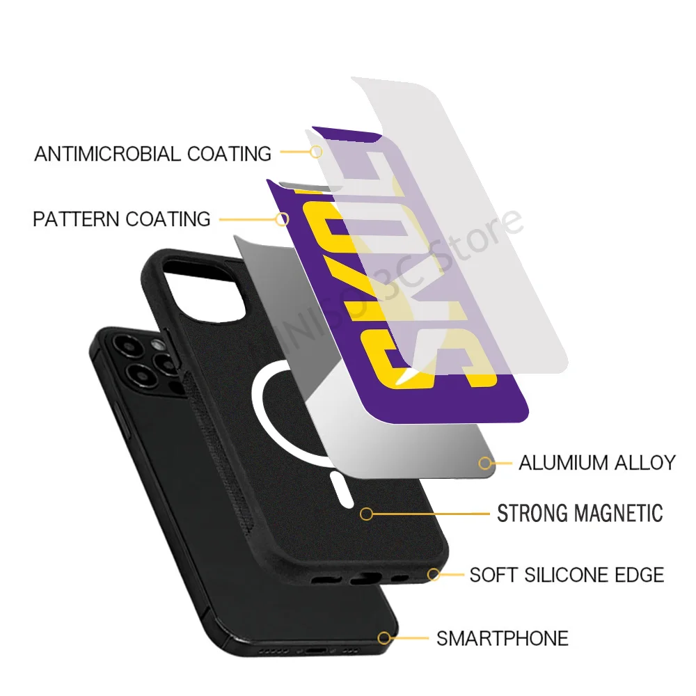 Minnesota Vikings Skol Text Design custodia per telefono forte magnetico per IPhone 15 14 13 Pro Max 11 12 Mini per Magsafe