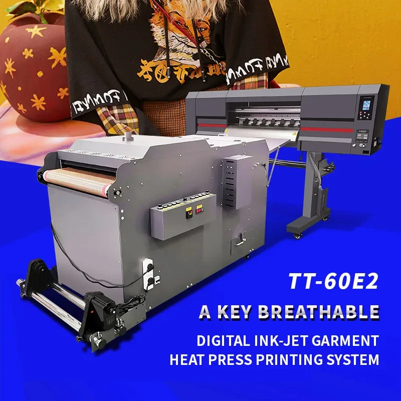 TT-60E2-R DTF Direct To Film Printer With Powder Shake Machine  For T-shirt 60cm Width 4720/I3200 Print Head optional