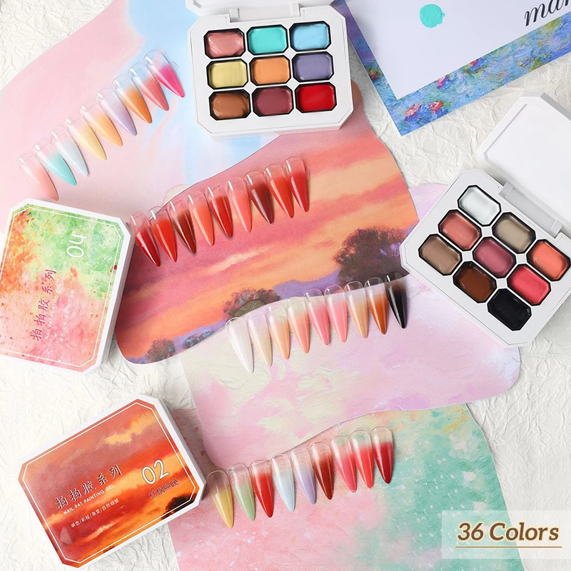 

BORN PRETTY 9 Color Gradient Painting Gel Nail Polish Nail Art Gradient Color DIY Design Soak Off UV LED Varnish Decor Manicure