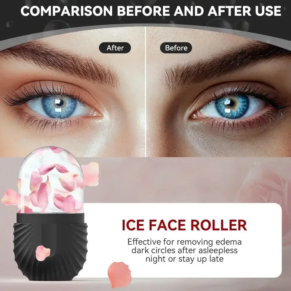 Ice Roller สําหรับ Face & Eye Face นวดซิลิโคนแม่พิมพ์น้ําแข็งสําหรับใบหน้าความงาม Puffiness Relief Facial Massager Skin Care เครื่องมือ