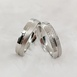 Lovers Matching Cubic Zirconia Wedding Rings Set for Couples Surgical Stainless Steel Jewelry Alliance