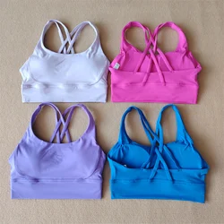 Sexy Yoga Bra Women's Sports Underwear Solid Color Sports Bra Gym Cross Beauty Back Fitness Top Soft Comfortable Support Gather