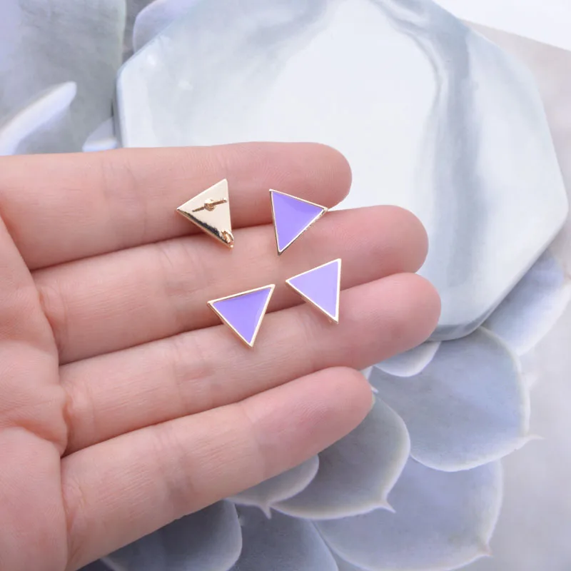 10 Stück Kupfer 18k vergoldete Emaille-Dreieck-Ohrringverbinder Ohrstecker-Set für die Herstellung von Ohrringen und Schmuck DIY – Detail 6