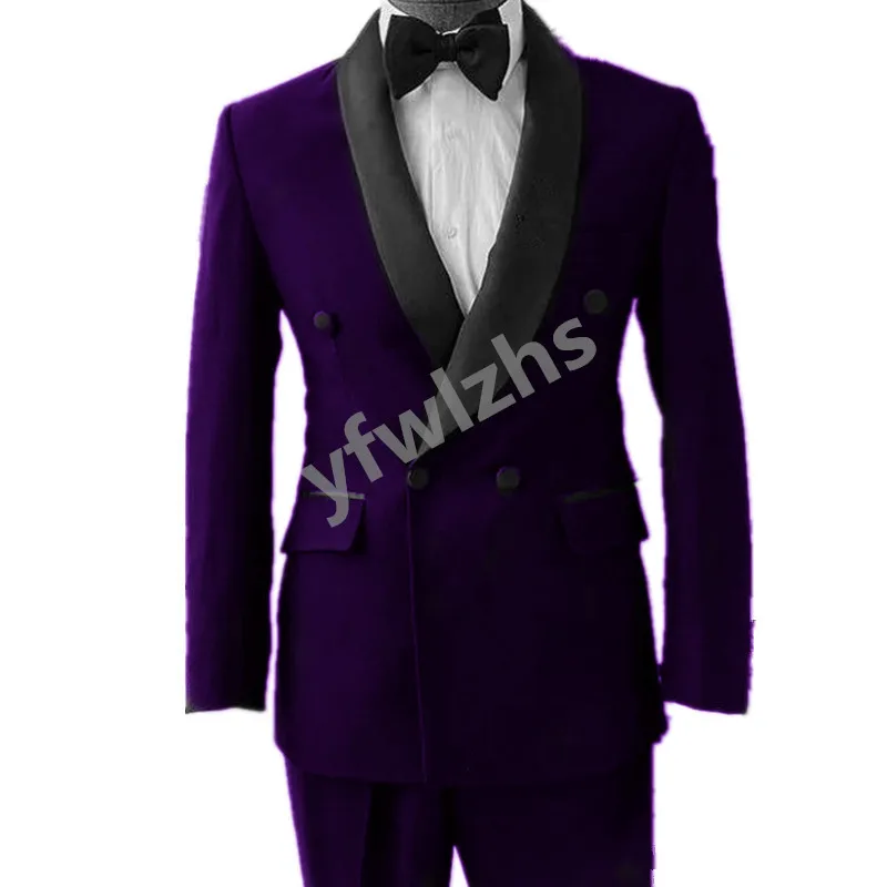 

Classic Shawl Lapel Wedding Tuxedos Mens Suit Two Pieces Formal Business MensJacket Blazer ( Jacket+Pants+Tie) D256