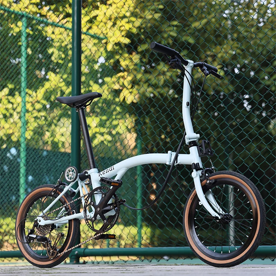 

Kendi 16 Inch 9-speed Folding Bicycle Aluminum Alloy Portable Retro Commuting Folding Bike for Adults Road Bike