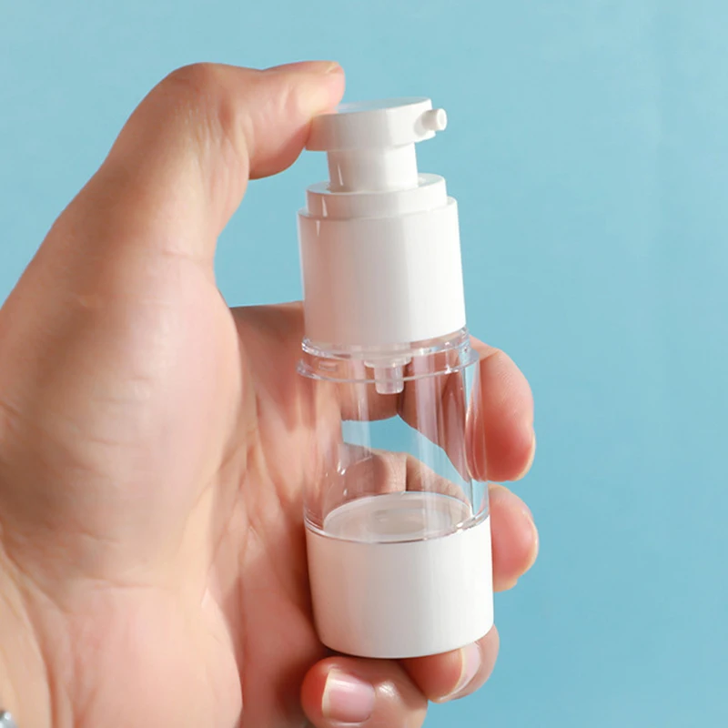 Bezpowietrzne próżniowe butelki wielokrotnego napełniania przenośne puste butelki na balsam/butelka z rozpylaczem 15-100ML butelka podróżna z pompką pojemnik na kosmetyki