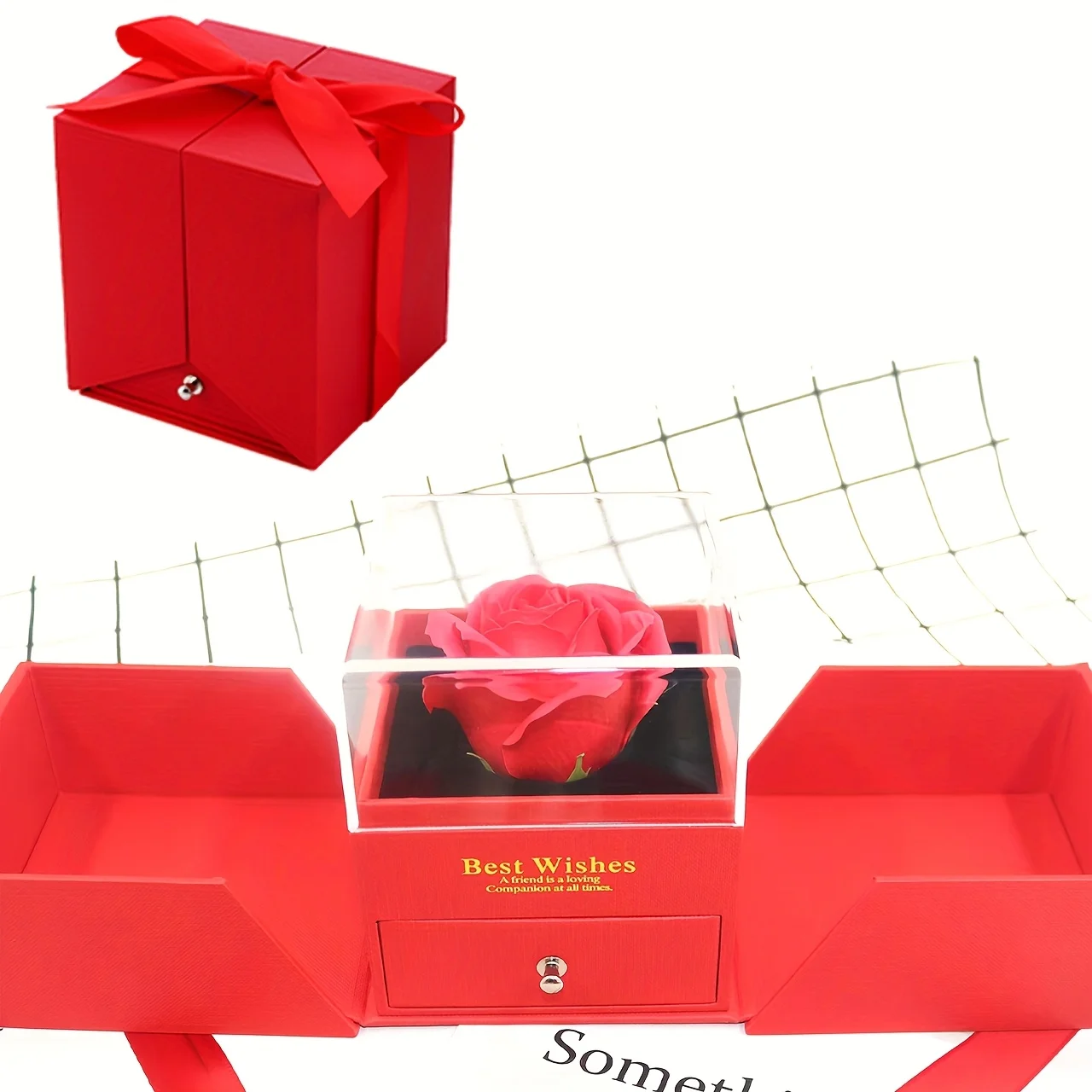 قلادة نسائية على شكل قلب مزدوج في صندوق هدايا وردي - هدية مجوهرات أنيقة أحبك مناسبة للأم والزوجة والصديقة