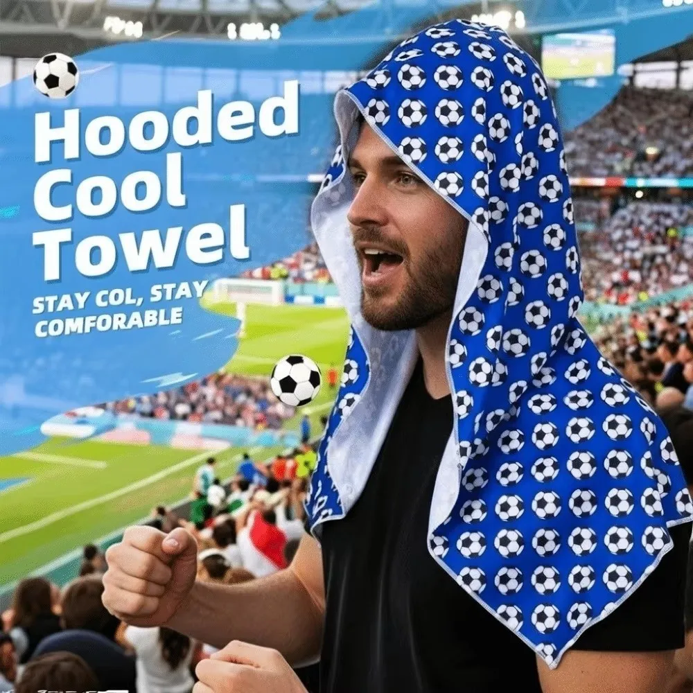 Quick-Dry Cooling Sports Scarf Football Pattern Moisture-Wicking Hooded Headscarf Multifunctional Breathable UV Protection Towel
