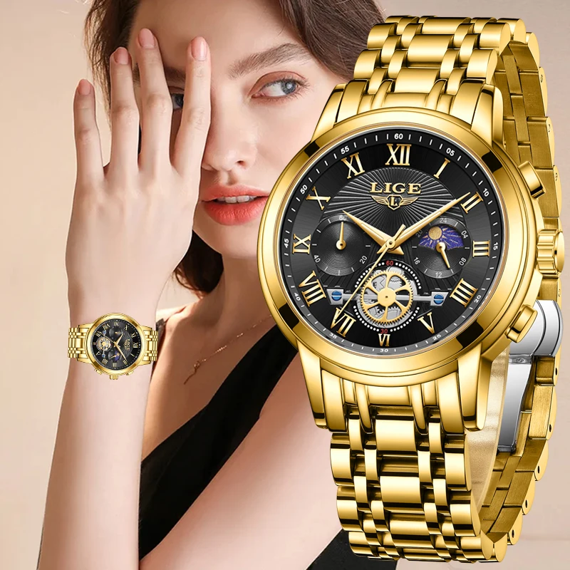 

LIGE Top Brand Luxury Women Watch Fashion Military Sport Quartz Chronograph Wristwatches Casual Waterproof Watch Reloj Mujer+BOX