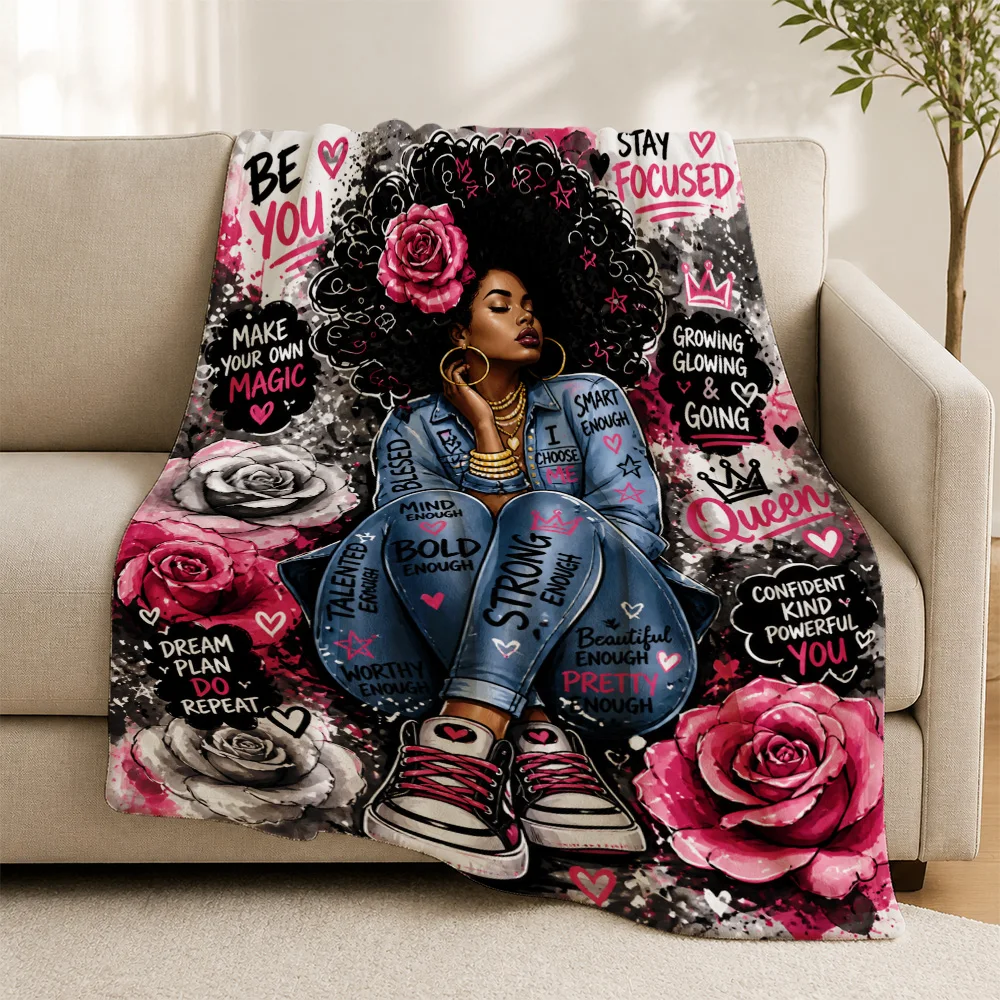 Large Floral Queen Sofa Throw Blanket Aesthetic Roses Couch Cozy Home Decor Gift for Woman Trendy Boho Inspirational Throw