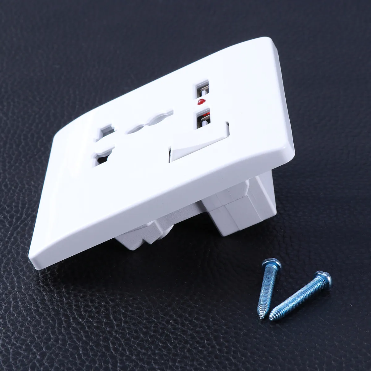 

Universal 3-Pin Wall Socket Charger Power Supply Faceplate with Dual USB Output 2A Fast Charging for Smartphones Tablets Cameras