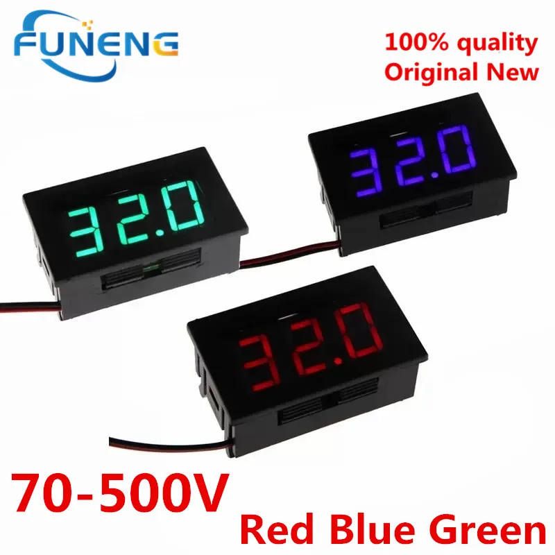 5PCS AC 70-500V 0.56Inch LED Digital Voltmeter Voltage Meter Volt Instrument Tool 2 Wires Red Green Blue Display 110V 220V DIY