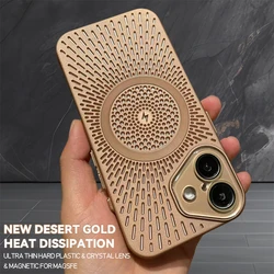 Slim Desert Gold Heat Breathable For Magsafe Magnetic Case For iPhone 16 15 14 13 12 Pro Max Breathable Wireless Charge Cover
