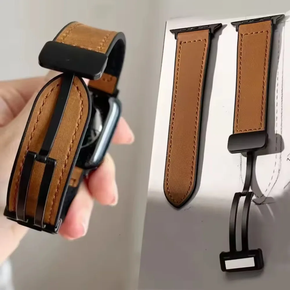 Sport-Silikonlederarmband für Apple Watch Ultra 3-1 49mm 11 10 42/46mm Magnetisches Uhrenarmband IWatch 9 8 7 6 5 SE 45mm 44mm 41mm