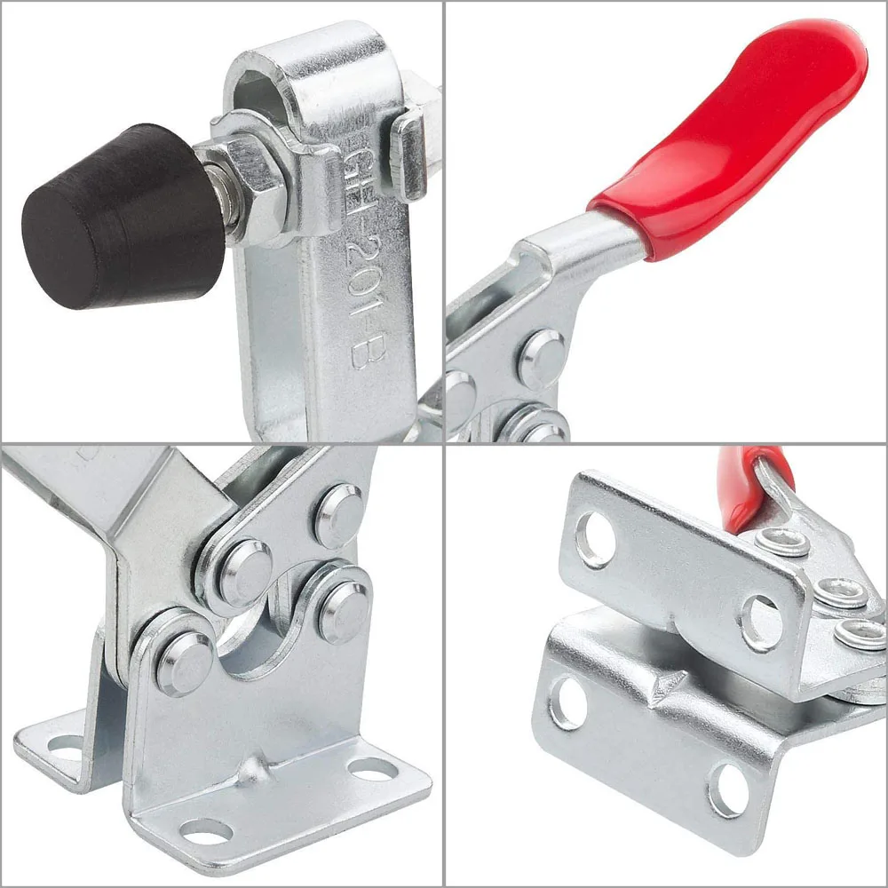 Hand Tool Toggle Clamp, Antislip Red Horizontal Clamp, 220lbs Holding Capacity Toggle Clamp for Table Saw Jointing Jig Door