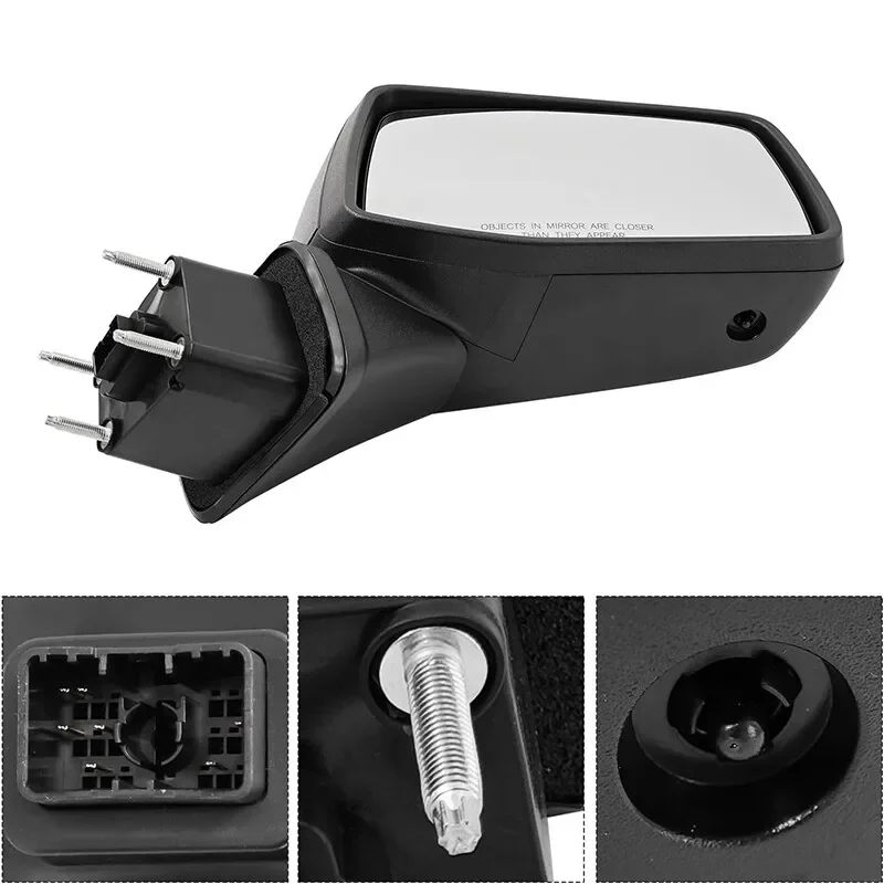 مرآة الرؤية الخلفية المزخرفة بجانب الركاب الأيمن باللون الأسود لسيارة شيفروليه 2019-2021 سيلفرادو 1500 واط لاقط الكابينة الممتد #3