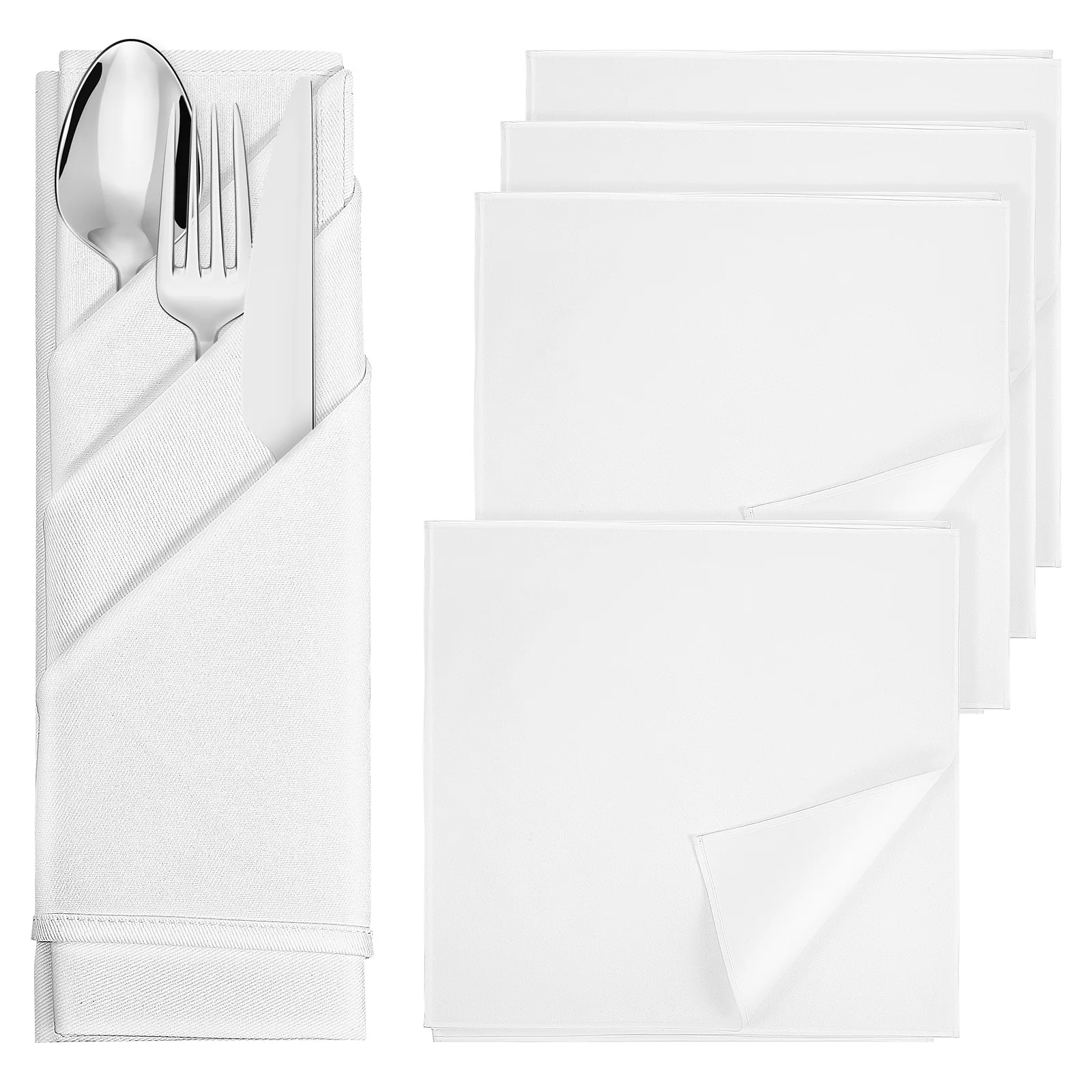 

5 Pcs White Cloth Napkins 50x50cm Thick Square Dinner Party Wedding Table Beverage Lunch Dessert Home Textile Washable Cotton
