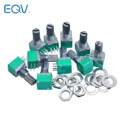 10pcs/lot RK097G 6Pin 5K 10K 20K 50K 100K B5K with a switch audio shaft 15mm amplifier sealing potentiometer