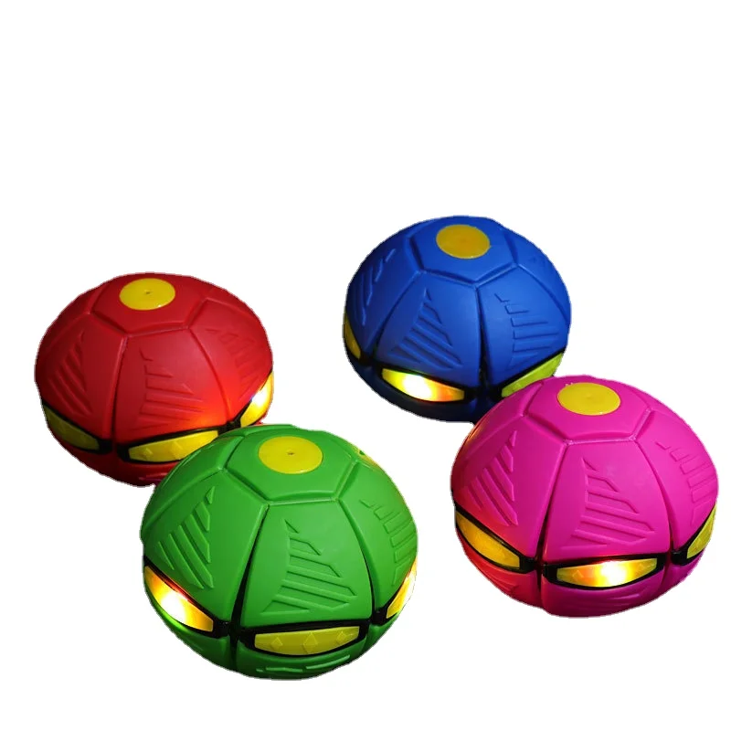 Outdoor Magic Flying Saucer Deformed Ball Treading Ball with Light Bouncing Ball Elastic Flying Saucer Toy for Kids and Teens