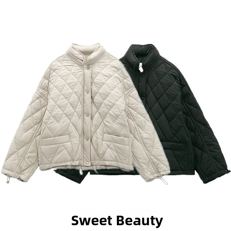 

Lightweight Cotton Jaet Stand Collar Women's Autumn Winter Faion Outerwear ort Sle Streetwear Cotton Padded Coat