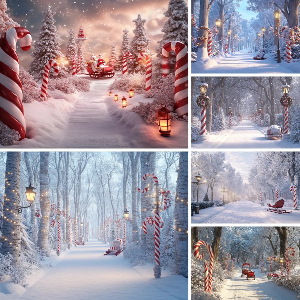 

Winter Wonderland Snow Scene White Forest Photography Backdrop Supplies Christmas Party Decor Background Banner Photo Shoot Prop