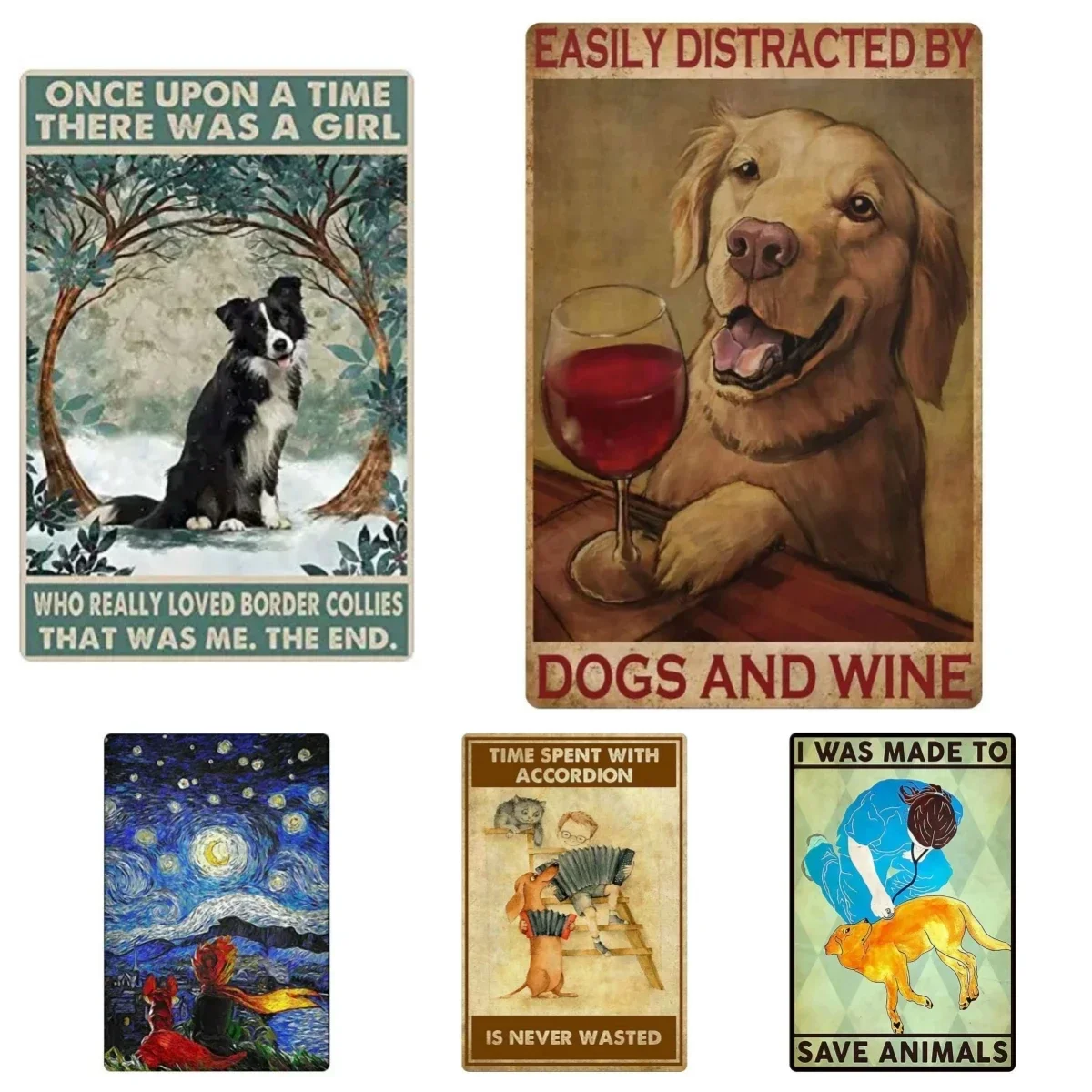 Dog Tin Sign, Border Collie in The Snow Poster, Bar Hotel Art Wall Decoration Plaque 8 Inch X 12 Inch.