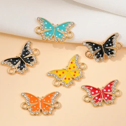 10 개/몫 크리스탈 나비 합금 커넥터 펜 던 트 DIY 귀걸이 목걸이 팔찌 보석 만들기 액세서리