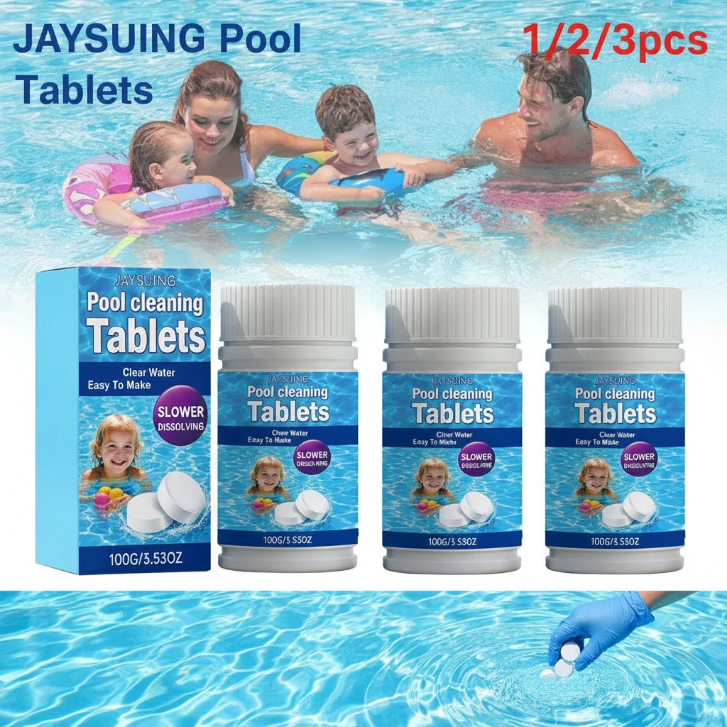 Instant Swimming Pool Cleaning Tablets - Odor Removal Water Quality Clarification Scale Cleaning Freshly Clean Pool