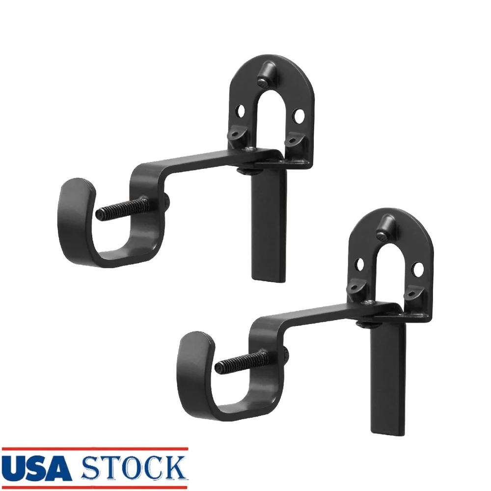 

No Drill Curtain Rod Brackets 1/2 to 1 Inch Diameter Heavy Duty Steel 25lbs Support Quick Installation Hardware Included 2 Count