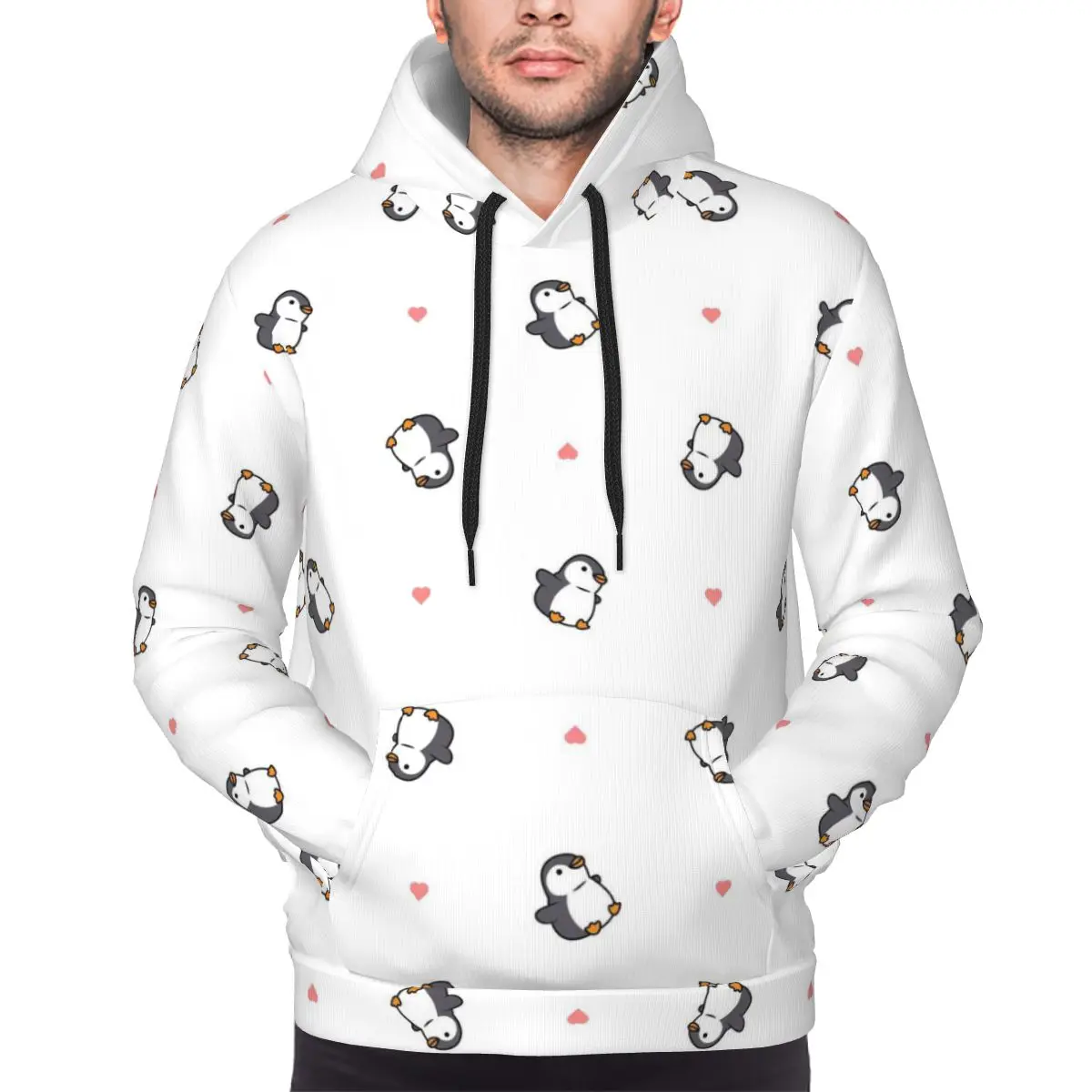 

Милая толстовка с капюшоном в стиле пингвина, пуловер в стиле хип-хоп, осень-зима, мужская и женская толстовка, топы с длинными рукавами