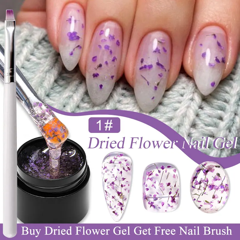 

Розовый сушеный цветочный гель MEET ACROSS 5 мл, лак для ногтей с кисточкой, натуральный цветок, волшебный гель для ногтей, УФ-лампа, разноцветный лак для ногтей