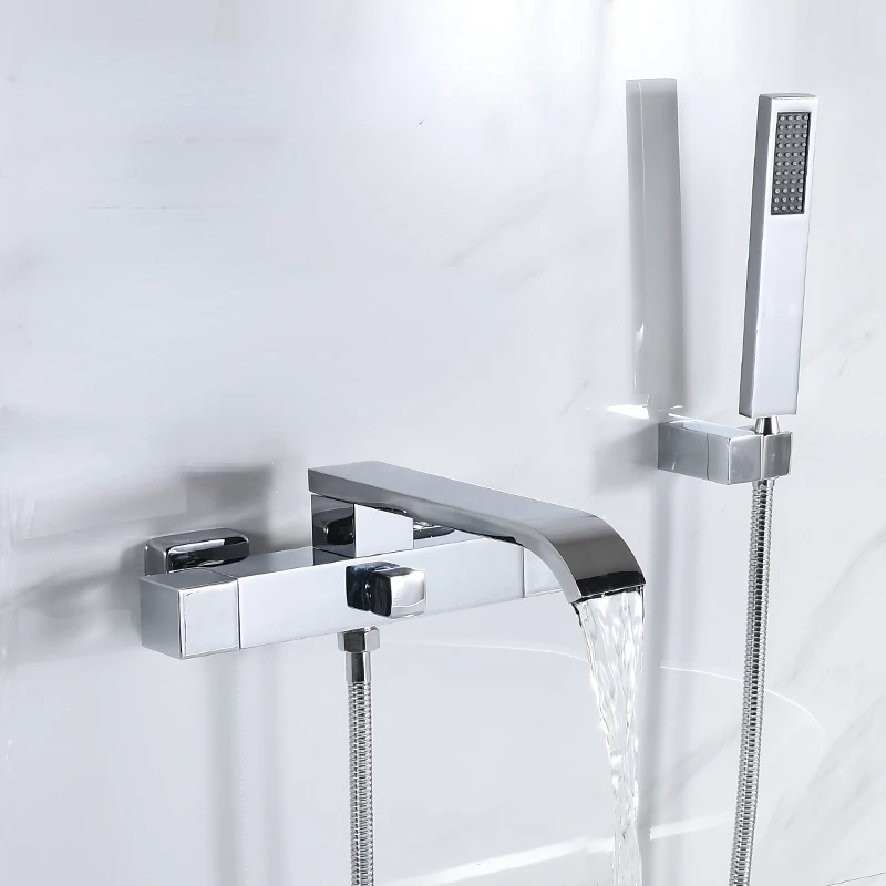 Imagem -04 - Torneira de Banheira Dourada Estendida para Banheiro Torneira de Mistura Água Quente e Fria Chuveiro em Cascata Banho Simples