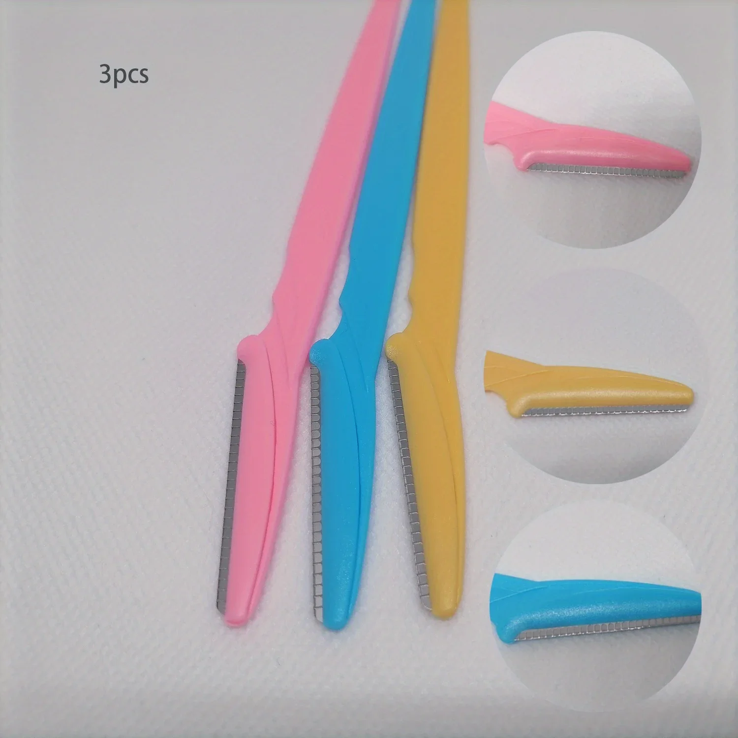 Trimmer per sopracciglia da 3 pezzi - Shaper professionale per sopracciglia, strumento multifunzione per la depilazione del viso esfoliante, beige chiaro