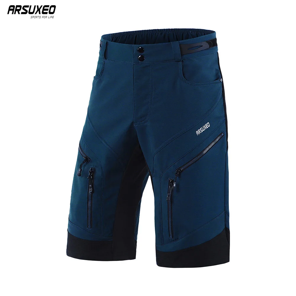 ARSUXEO Men\'s Cycling Shorts Loose Fit Downhill MTB Mountain Bike Shorts Outdoor Sport Bicycle Short Pants Water Repellent 1903D