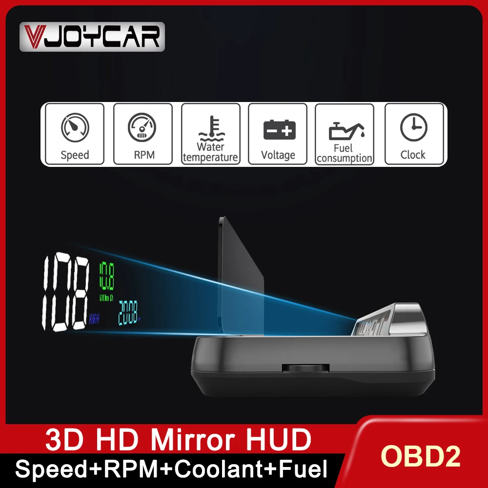 

VJOYCAR HUD Mirror MX10 Car Head up Display OBD2 Windshield Speed Projector Security Alarm Mirror Lift Automatically RPM Voltage