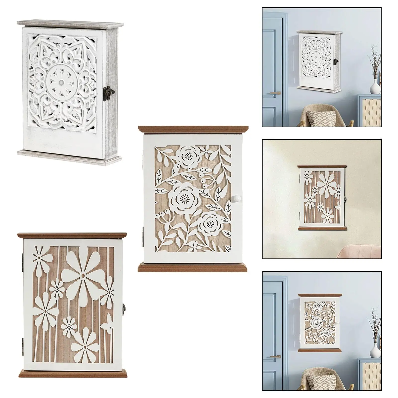 Key Box Organizer Portable Gifts Easy to Install with 6 Hooks Ornament for