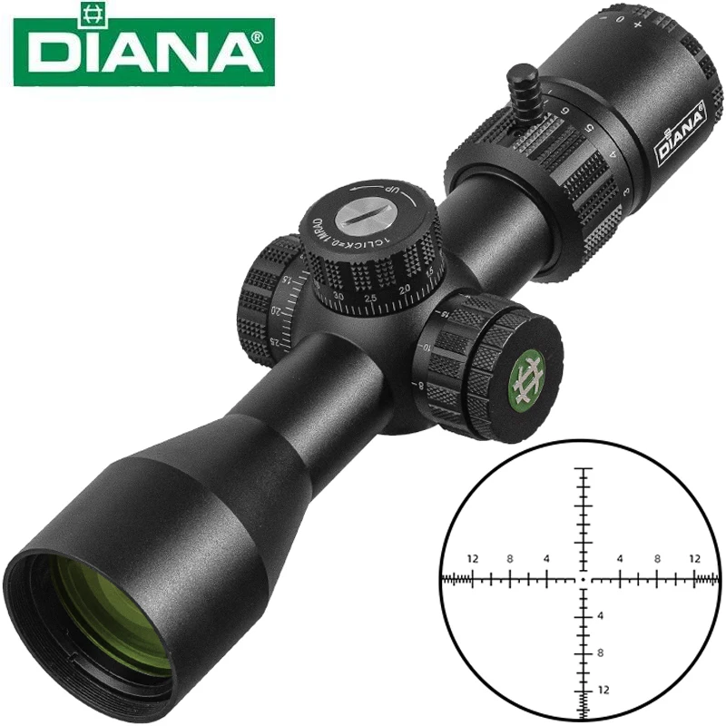 

DIANA HD ED-MOA 3-12X44 FFP Scope First Focal Plane Tactical Riflescope R&G Illuminated Reticle Optics Sight